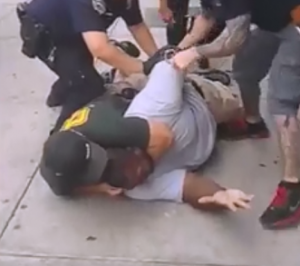 Eric Garner being choked to death by NYPD officer Daniel Pantaleo in 2014. Pantaleo was not indicted.