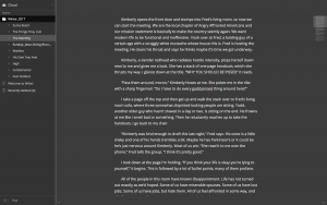 This is the dark theme. The Write! cloud panel is at left, the text Minimap at right.