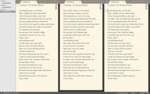 Sublime Text for writers—comparing three versions of a poem side-by-side.