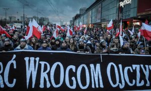 Polish nationalists march in November 2017. Photograph: Jaap Arriens/NurPhoto via Getty Images.